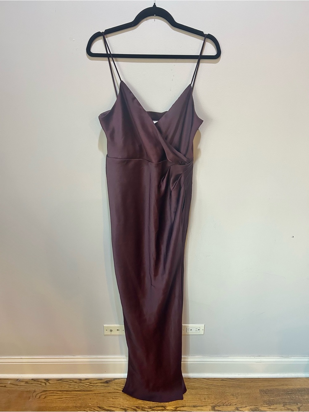 BHLDN Freya Plum Satin Slip Maxi Dress Sz 10